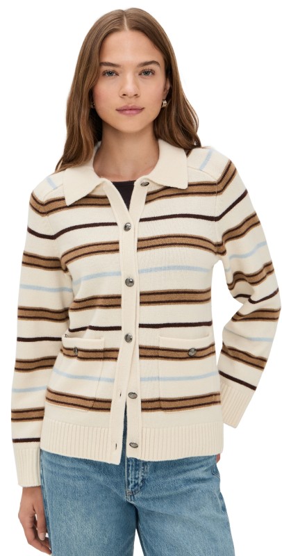 rag & bone Peggy Striped Oversized Cardigan Ivory Multi