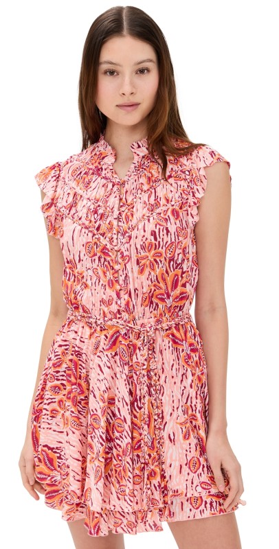 Poupette St Barth Mini Dress Callie V Pink Exotic Forest