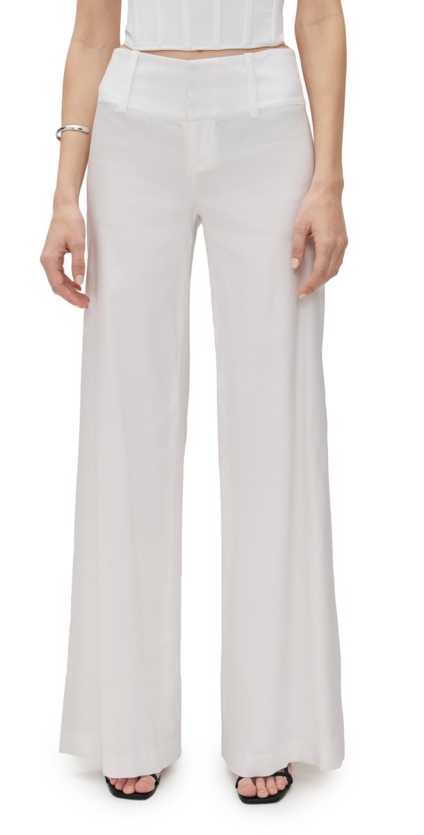 alice + olivia Olivia Wide Leg Flare Pants Off White