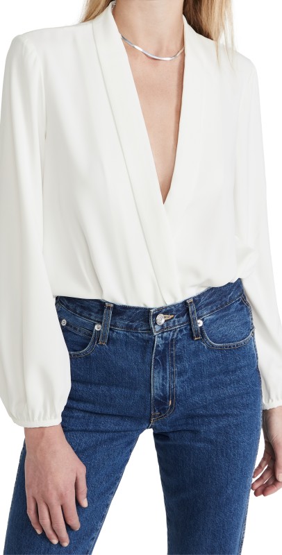 Amanda Uprichard Long Sleeve Hera Bodysuit Ivory