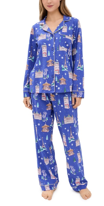 BedHead PJs Cotton Knit Long Sleeve Long Pj Set Winter in Paris