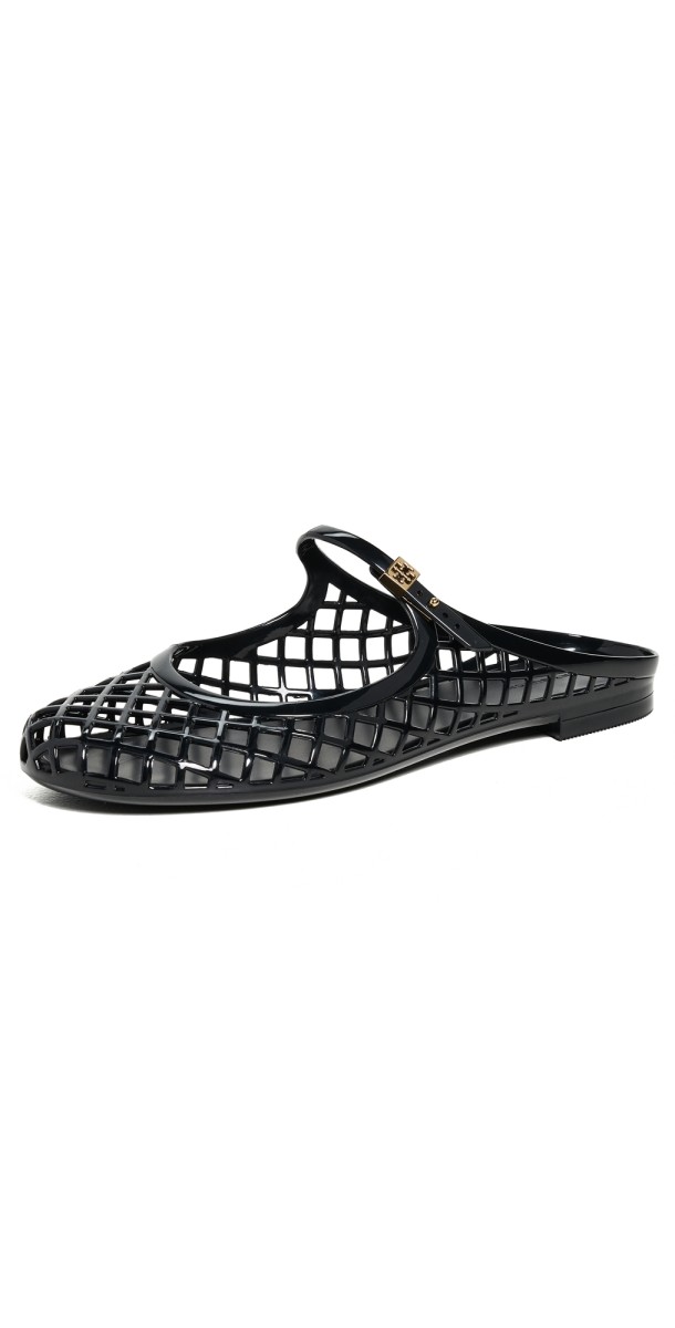 Tory Burch Mellow Mary Jane Jelly Flats Perfect Black / Gold