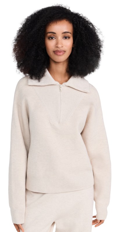 Lunya Cozy Collared Quarter Zip Pullover Glacier Ecru
