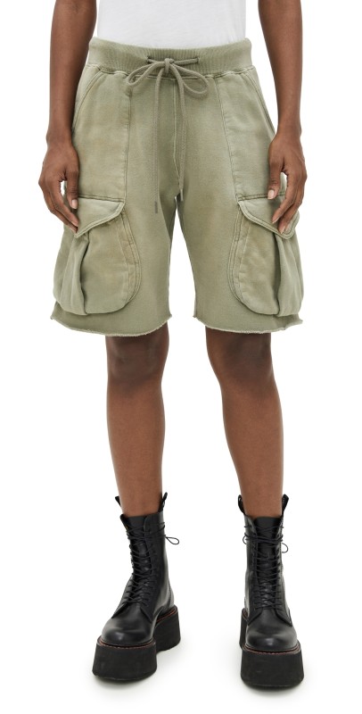 R13 Multipocket Relaxed Sweatshorts Faded Olive