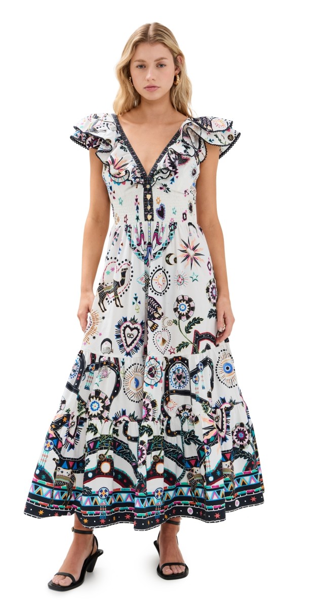 Camilla Tiered Dress With Neck Frill Nubian Wonderland