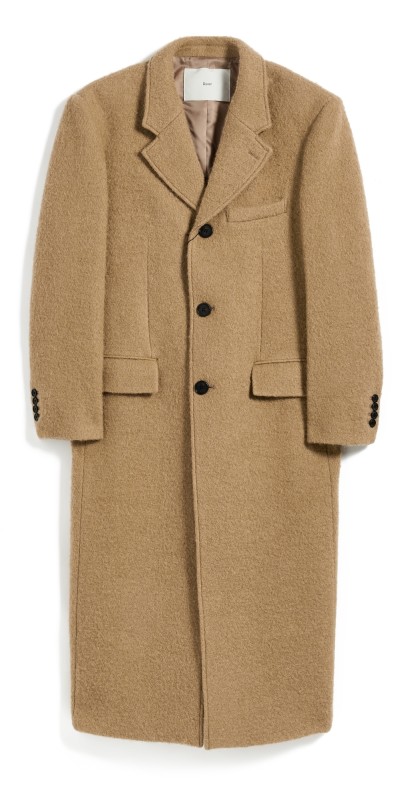 DUNST Unisex 2-Way 3 Button Boucle Wool Coat Camel