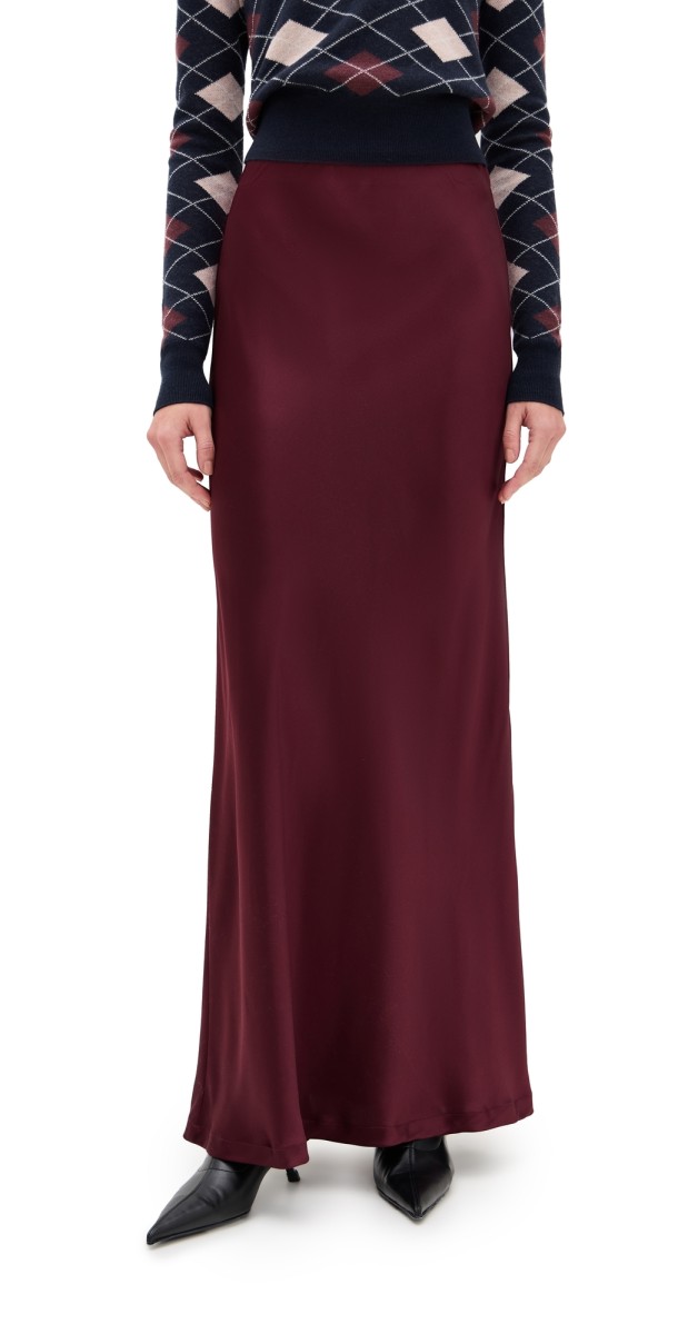 Enza Costa Silk Full Length Skirt Carmine