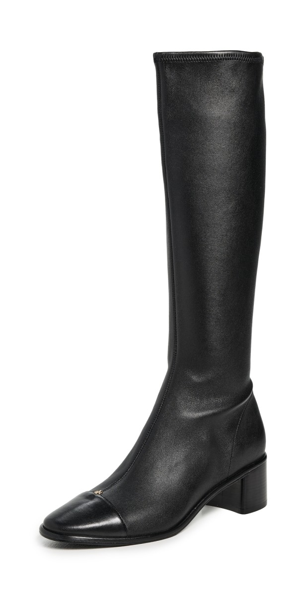 Tory Burch Cap Toe Knee High Boots Perfect Black