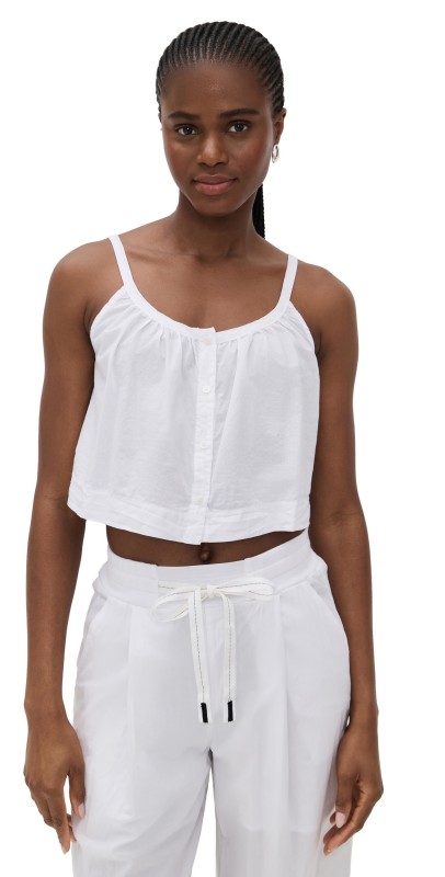 Stateside Voile Cropped Button Cami White