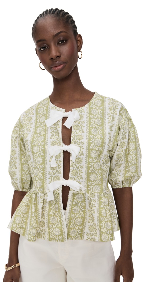 La Maregold Brigitte Blouse Fern Floral Stripe