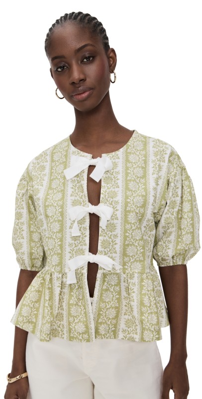 La Maregold Brigitte Blouse Fern Floral Stripe