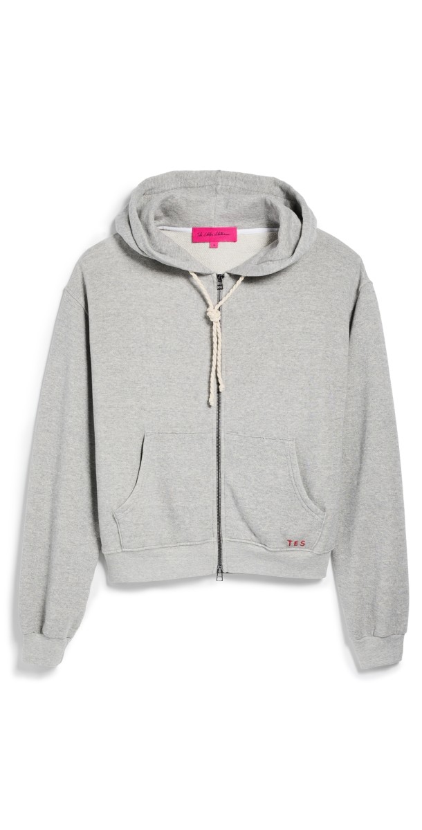 The Elder Statesman Daily Zip Unisex Hoodie Heather Grey