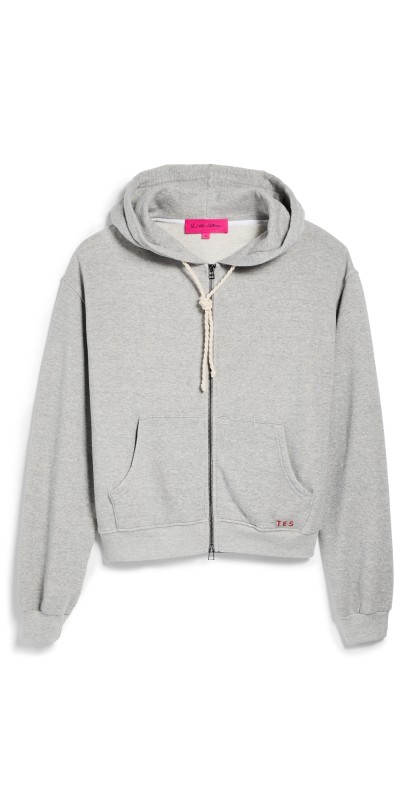 The Elder Statesman Daily Zip Unisex Hoodie Heather Grey