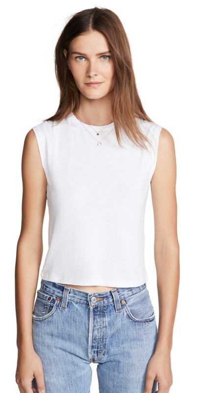 FRAME Le High Rise Muscle Tee Blanc