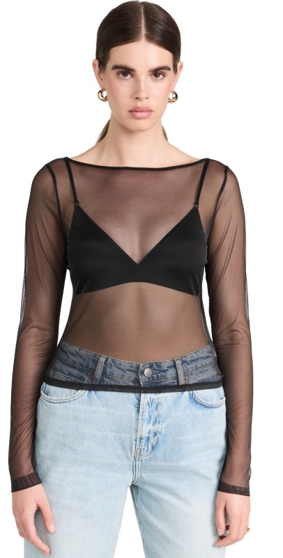 Reformation Emilea Knit Top Black