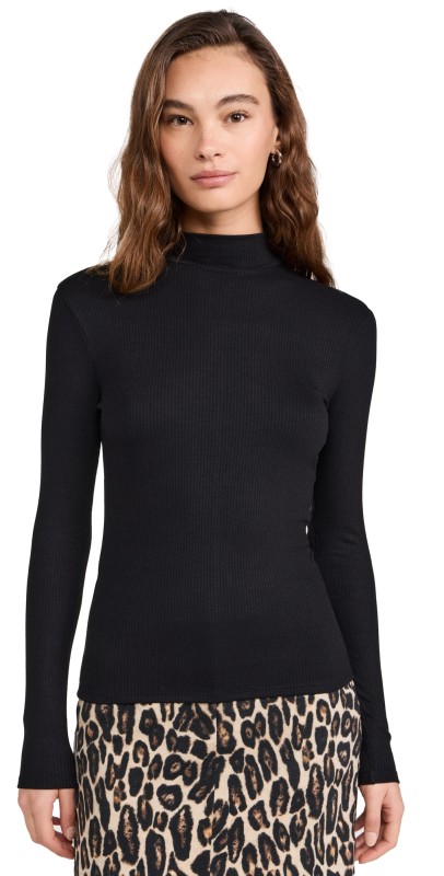 Madewell Modal Rib Long Sleeve Turtleneck Jet Black