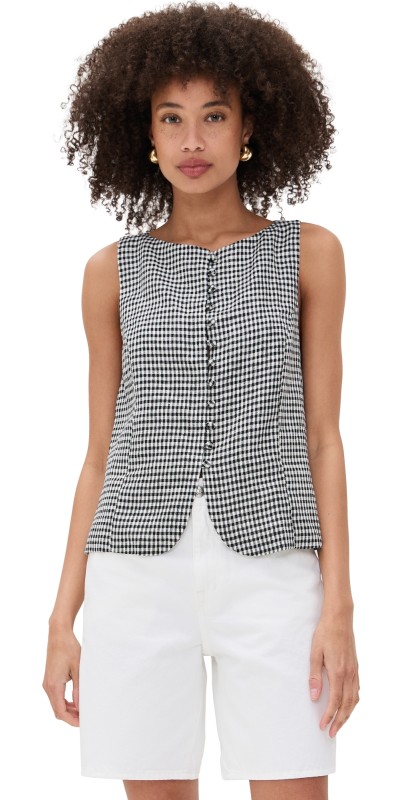 Reformation Addison Linen Top Remy Check