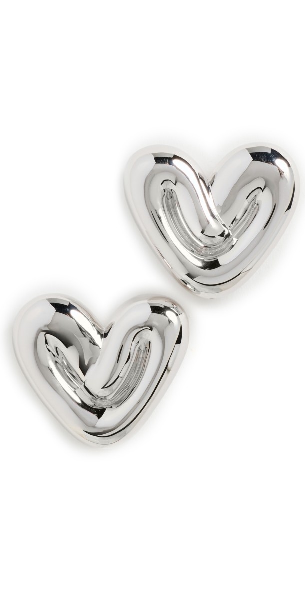 Missoma Puffy Heart Oversized Stud Earrings Silver