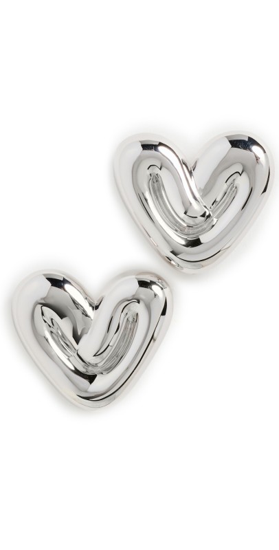 Missoma Puffy Heart Oversized Stud Earrings Silver