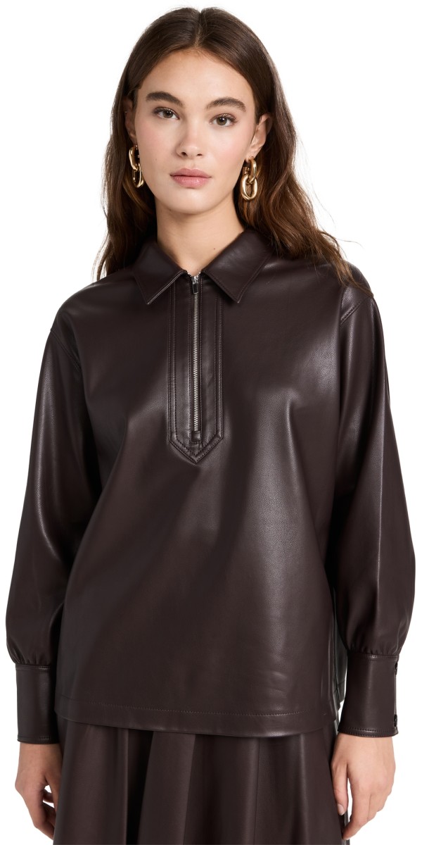 Rebecca Taylor Vegan Leather Pullover Deep Port