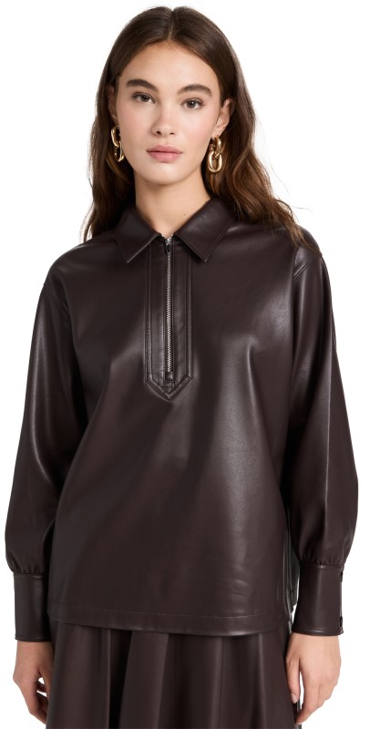 Rebecca Taylor Vegan Leather Pullover Deep Port