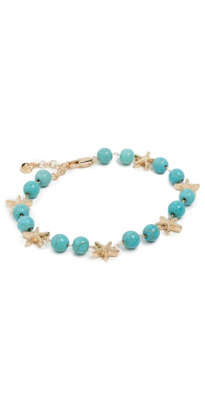 Ettika Starfish and Turquoise Beaded Anklet Turquois