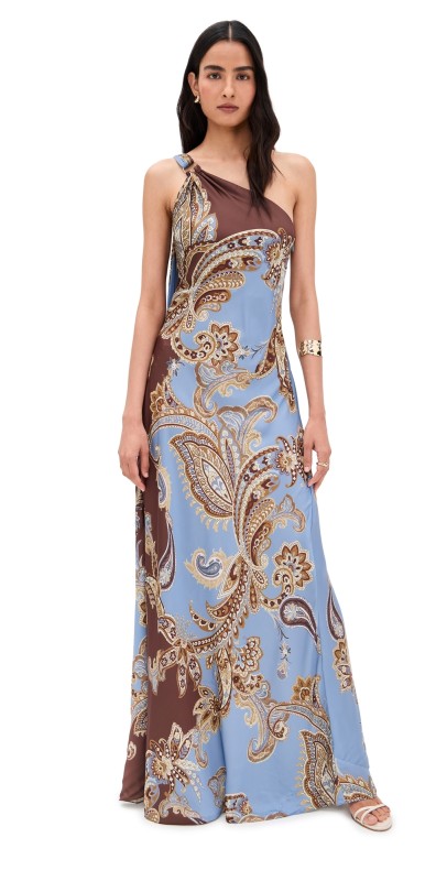 Hemant and Nandita One Shoulder Long Dress Cornflour Blue