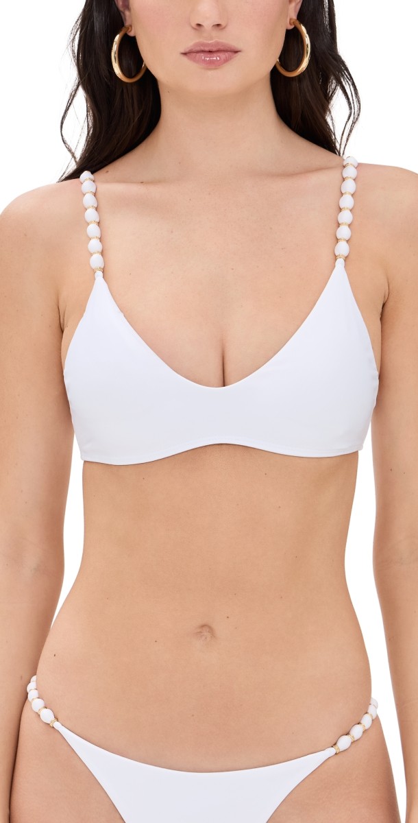 ViX Paula Hermanny Li Beads Bikini Top White