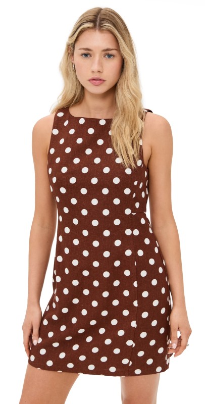 WAYF Mini Dress Redwood Polka Dot