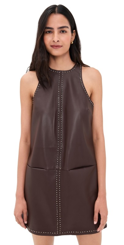 Saylor Damian Faux Leather Mini Dress Chocolate