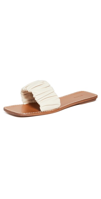 STAUD Nina Ruched Sandals Cream/Tan
