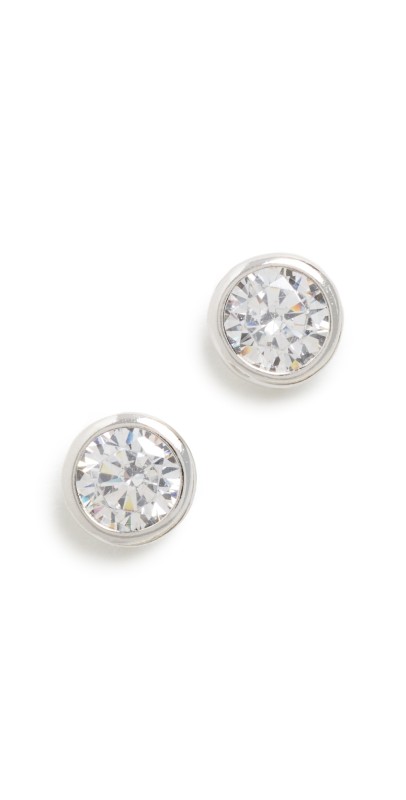 SHASHI Solitaire Bezel Stud Earrings Silver