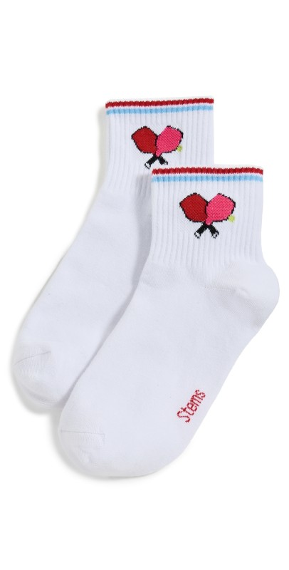 Stems Pickle Ball Ankle Socks Red