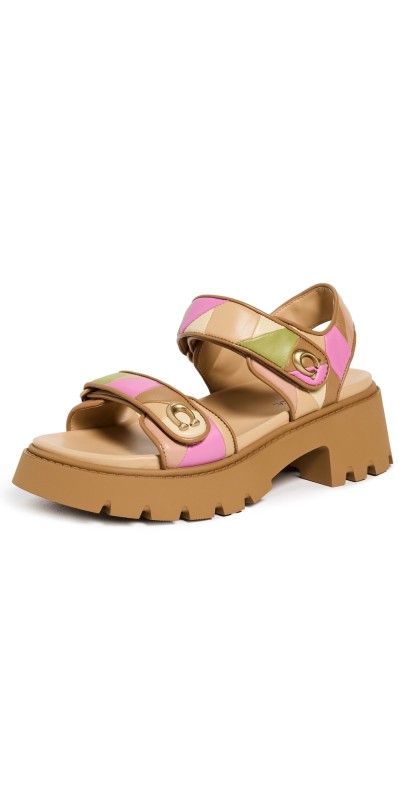 Coach Brynn Platform Sandals Honey Brown/Multi