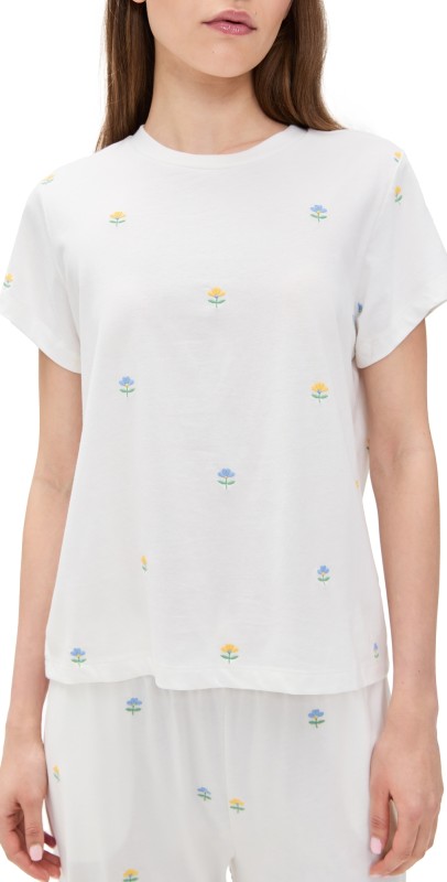 PJ Salvage Floral Pajama Top Ivory