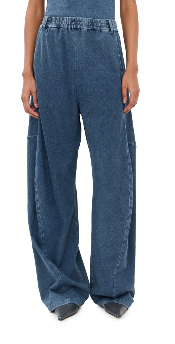 Tibi Stretch Denim Knit Winslow Pants Classic Wash