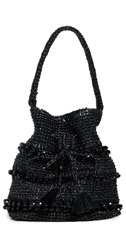 Maria La Rosa Crystal Bucket Bag Black