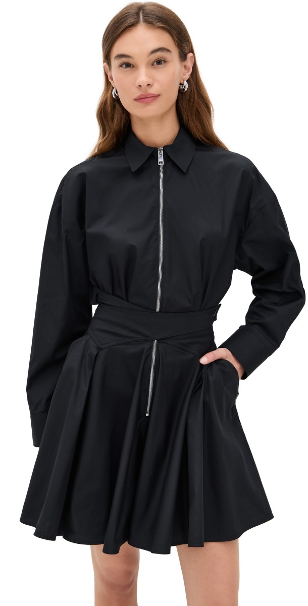 MSGM Long Sleeve Mini Dress Black