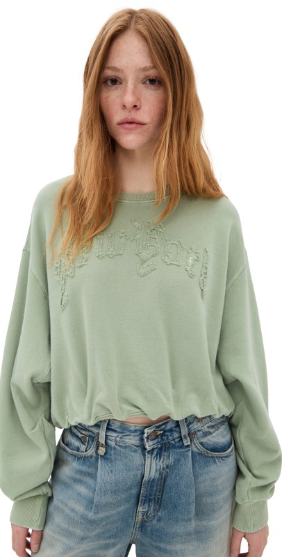 R13 New York Balloon Crewneck Light Olive
