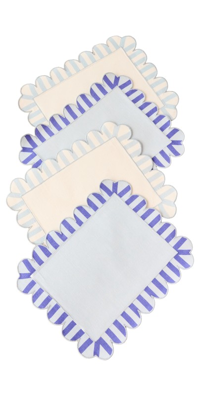 Misette Embroidered Linen Placemats Set of 4 Blu