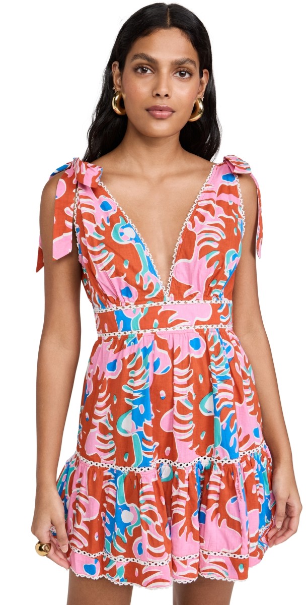 Poupette St Barth Mini Cara Dress Red Geo Afro