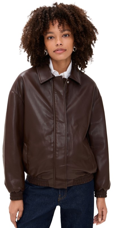 Enza Costa Leather Jacket Dark Brown
