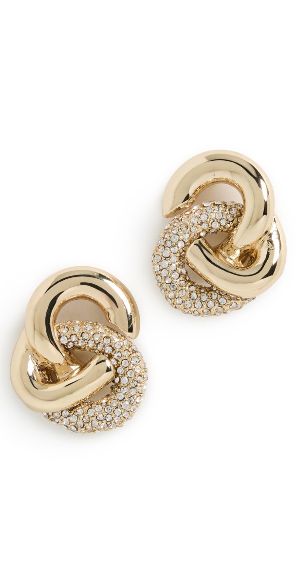 BaubleBar Knotted Stud Earrings Clear/Gold
