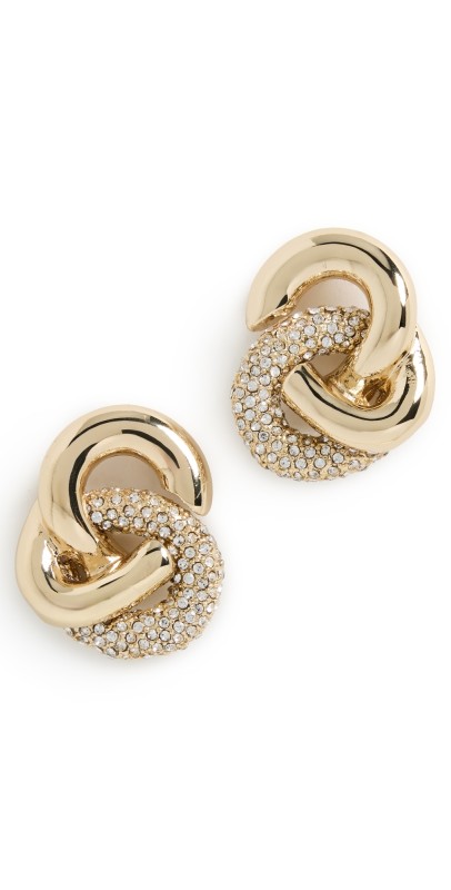 BaubleBar Knotted Stud Earrings Clear/Gold