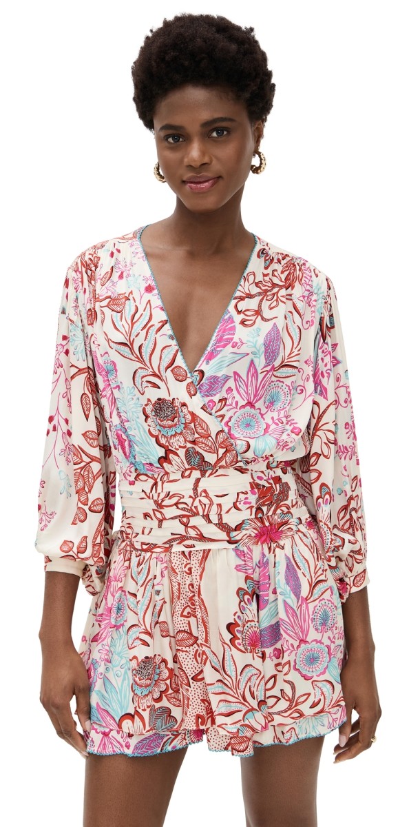 Poupette St Barth Colleen Mini Dress Red Geo Fish