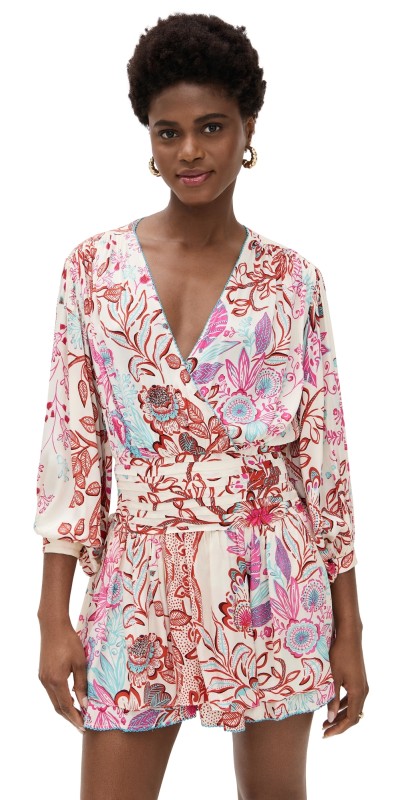 Poupette St Barth Colleen Mini Dress Red Geo Fish