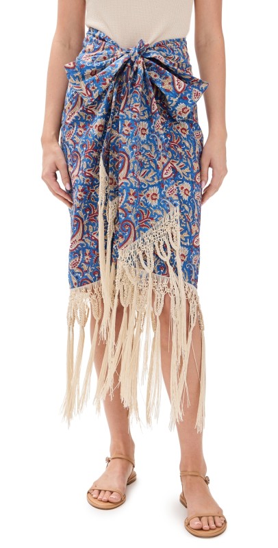 Culthera Ashana Macrame Skirt Blue Blockprint