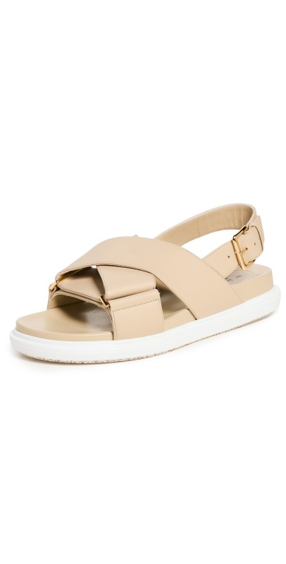 Marni Fussbett Crisscross Sandals Winter Wheat