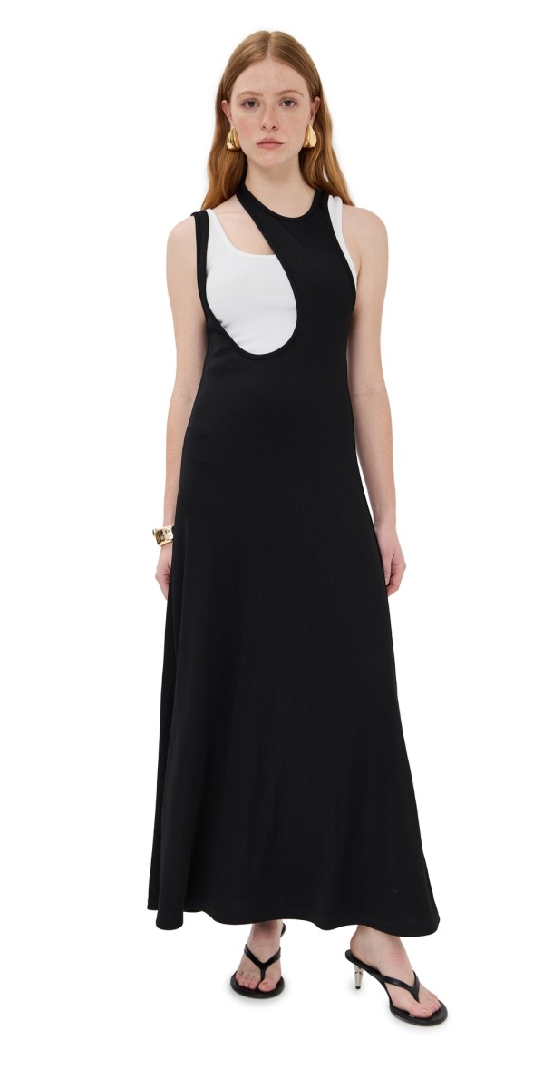 Christopher Esber Swept Gemini Tank Dress Black/ White