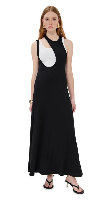 Christopher Esber Swept Gemini Tank Dress Black/ White